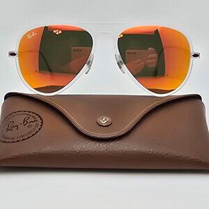 Ray-Ban RB4211 646/6Q LightRay Transparent Frame Red Mirror Aviator Sunglasses